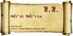 Mádi Márta névjegykártya